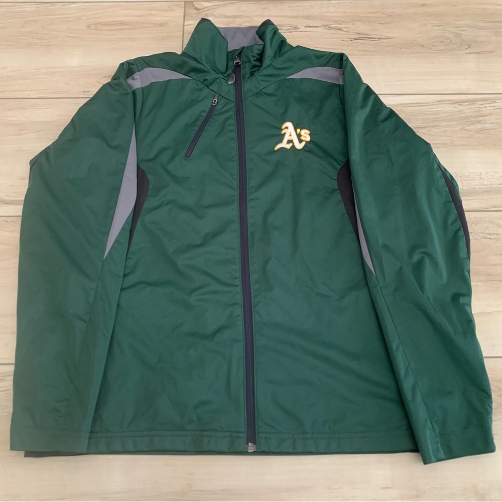 Oakland As Antique Womens Size Large Full Zip Windbreaker Jacket Green MLB